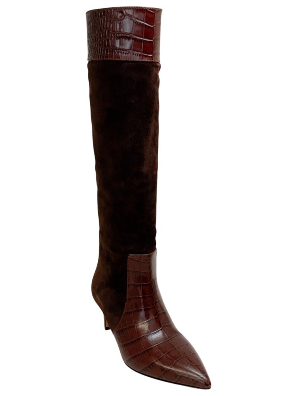Paris Texas Bone China Embossed Croco Canvas Tall Boots